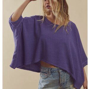 Free People We The Free CC Tee Purple Boxy Oversized Slouchy Hippie Boho Sz L